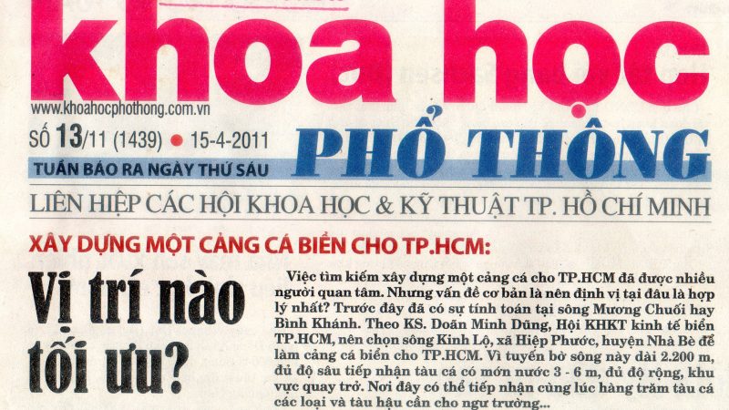 Xây dựng một cảng cá biển cho Thành phố Hồ Chí Minh- Vị trí nào tối ưu.      KS. Doãn Mạnh Dũng