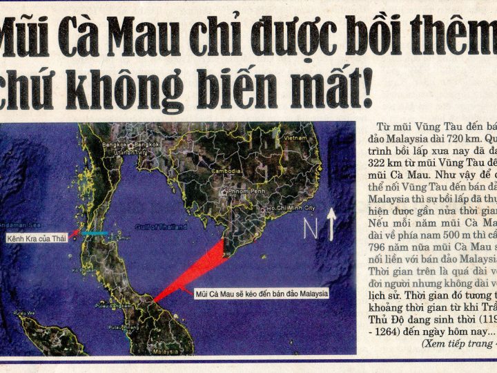 Mũi Cà Mau chỉ được bồi thêm chứ không biến mất.    KS. Doãn Mạnh Dũng